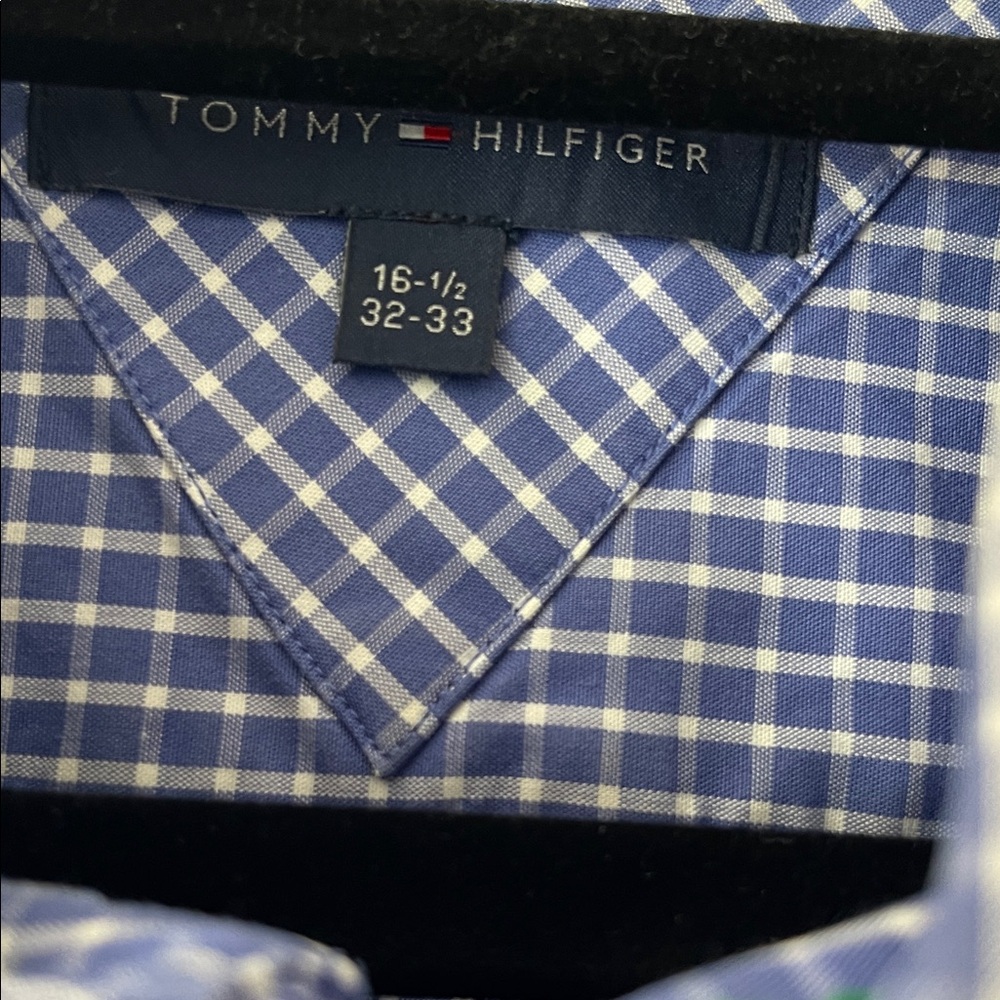 Tommy Hilfiger Blue and White Plaid Men's Shirt